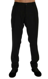 Dolce & Gabbana Black Striped Wool Stretch Pants -   -  Dolce & Gabbana.